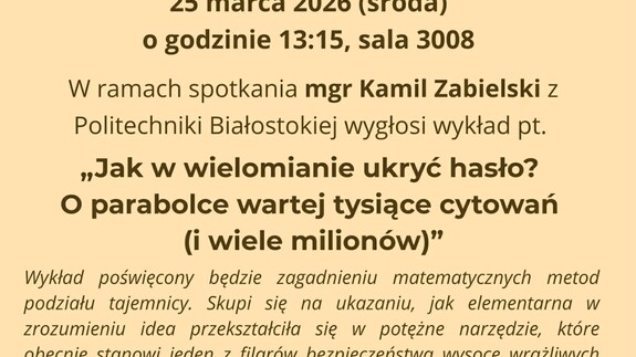 Koło Naukowe Zastosowań Matematyki "Fraktal" - otwarte spotkanie 25.03.2026 